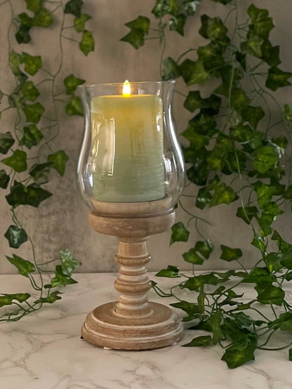 LumiPur Signature Natural Glow Flickering Flameless LED Wax Pillar Candle (3.5" x 5", Sage Green)