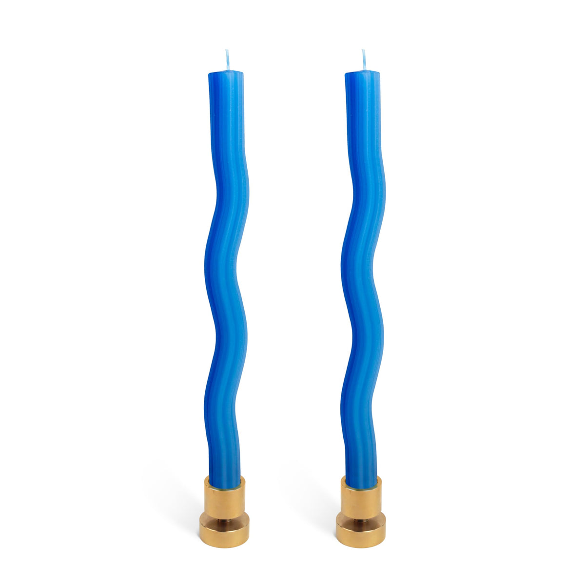 Wiggle Candles (2 Pack) - Joyful Dancing Design Taper Candlesticks | Bright Colors | 7/8” diam x 11” Length | Designed by Lex Pott | Made in USA (Blue)