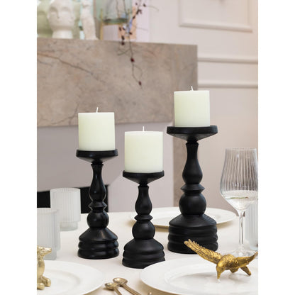 CANDWAX 3x3 Pillar Candles Set of 3 - Rustic Unscented No Drip Ivory Candles for Home Decor, Weddings, Centerpieces