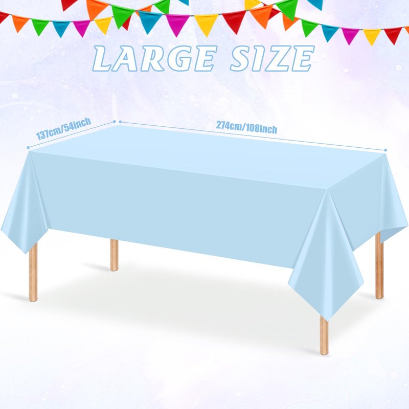YIDAKO 6Pcs Light Blue Tablecloths,Disposable Plastic Tablecloth,Waterproof Baby Blue Rectangle Table Cover for Graduation Birthdays Weddings Anniversary Party Decorations,54 x 108 Inch