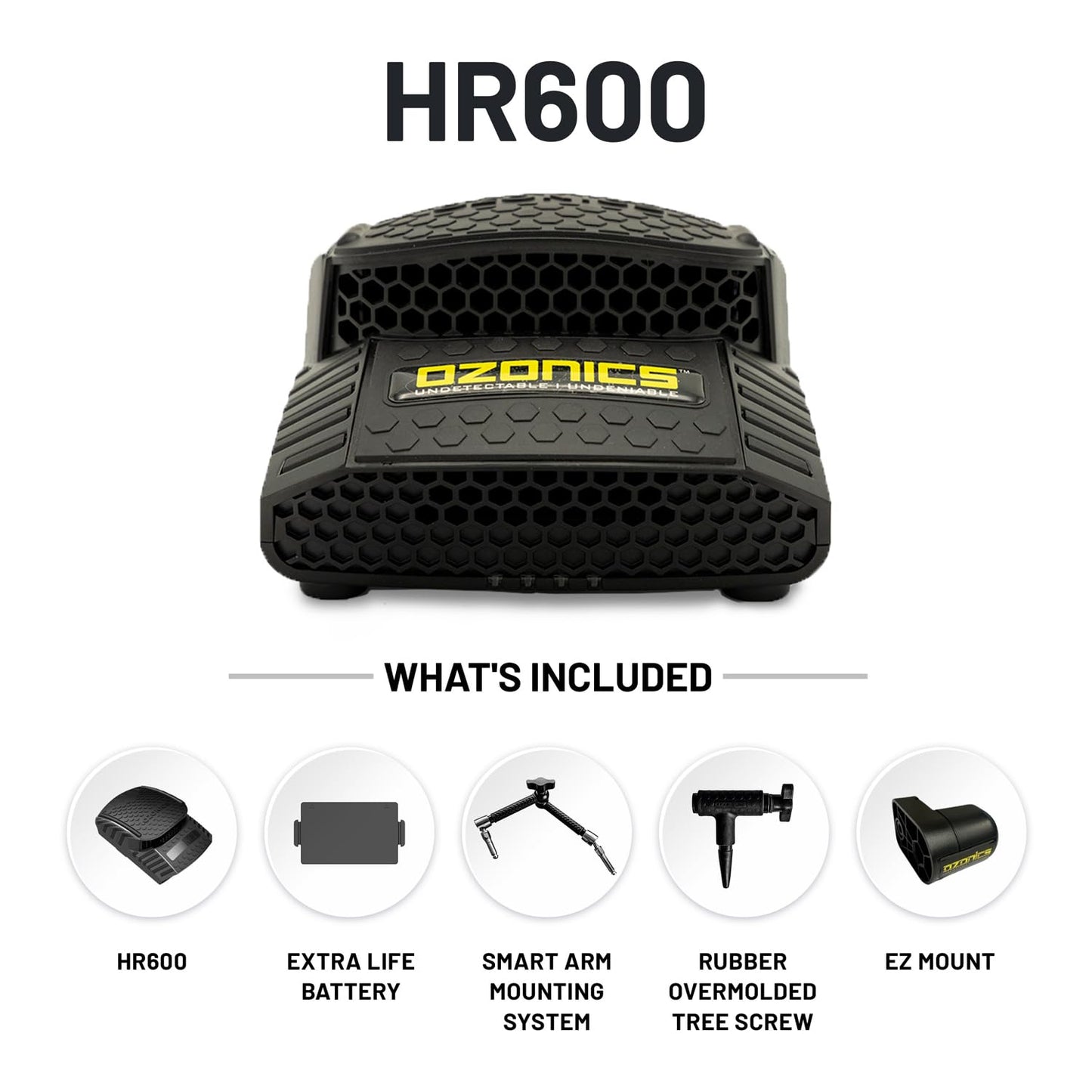 Ozonics HR-600 Hunting Scent Eliminator – Replaceable Coil, XL Rechargeable Battery with On-Board Charger, Top-Mounted Air Intake, Bluetooth Control, Ozone Generator with 5 Operation Modes