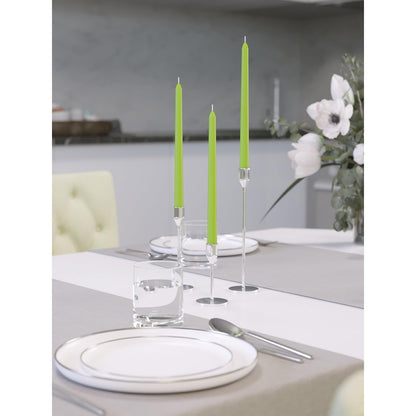 CANDWAX 12 inch Taper Candles Set of 4 - Dripless and Smokeless Candles Unscented - Slow Burning Candle Sticks - Olive Candle Taper