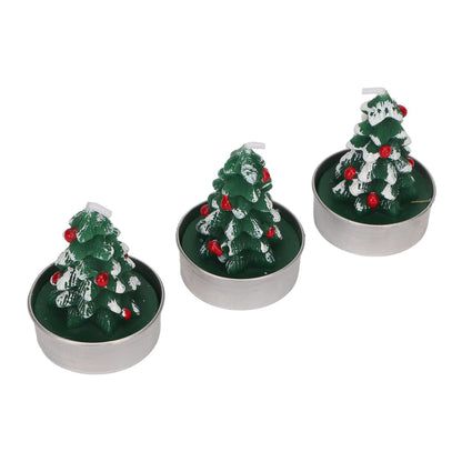 Rcniso Christmas Tree Candle Delicate Paraffin Tea Candle Holder Candles Long Lasting 3 Pieces for Bachelor Parties