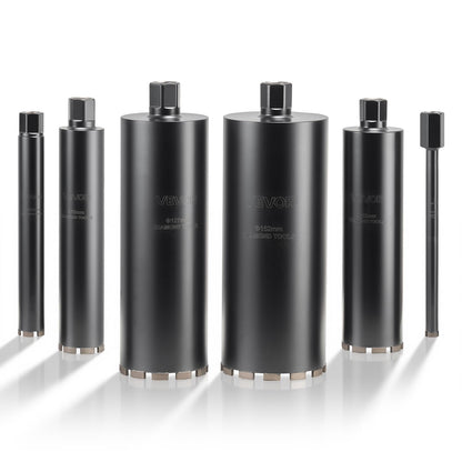 VEVOR Core Drill Bit, 6 Pieces, 1/2/3/4/5/6 inch Diameter, 14 inch Drilling Depth, 1-1/4 in-7 Internal Thread, High-Precision Welding, Wet Diamond Core Bit for Reinforced Concrete, Bricks, and Masonry