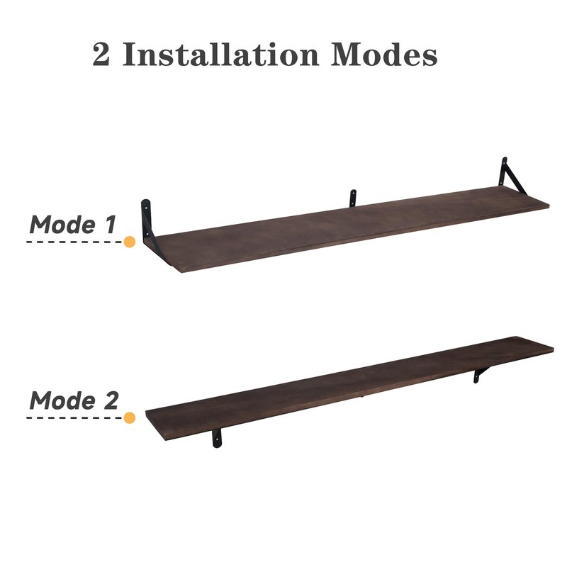 Huiyiaus Long Floating Shelves for Books,Wall Hanging Bookshelf Set of 4,Rustic Wall Mount Book Shelf Wood Extra Large for Livingroom Bedroom Kitchen Bathroom Home Office Decor,47 Inches(Dark Brown)