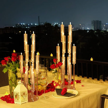 12PCS Acrylic Candle Holder for Party Table Centerpiece,Clear Acrylic Candelabra Centerpiece for Wedding Christmas Baby Shower Event Candles,Fit 0.8" LED Candles