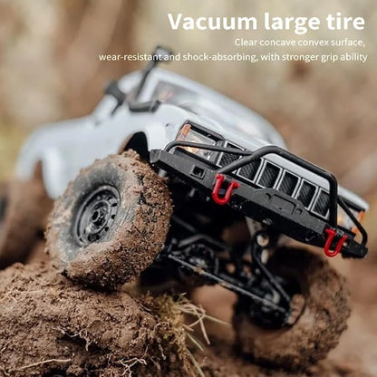 GoolRC RC Truck WPL C24-1 RC Crawler 1/16 Scale Remote Control Car 4WD All Terrain Off Road Pickup Truck 2.4GHz RC Climbing Car with LED Light 2 Batteries for Adults (White)