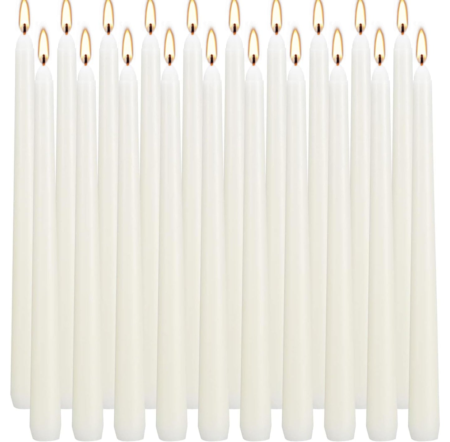 20 Ivory 10 Inch Unscented Smokeless Taper Candles with Cotton Wick, 7+ Hours of Long Lasting Burn, Great for Halloween,Home Decor & Parties, Beautiful Gifts!