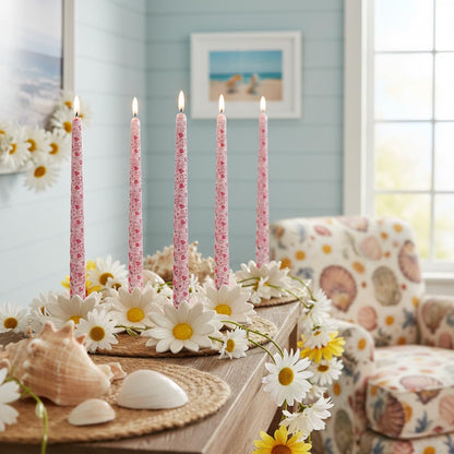 10 Inch Printed Candle Love Pattern Smokeless Unscented Candle Sticks Suitable for Anniversary Express Love Evening Wedding, Bohemian Seaside Theme Home Decor, 4 Pack