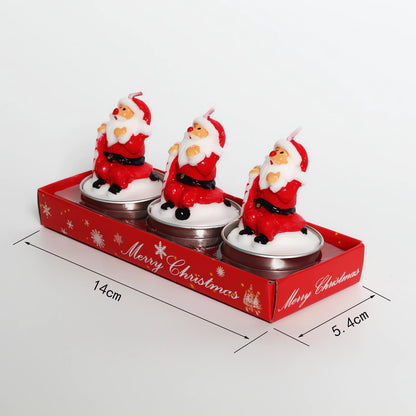 3 Pieces Tealight Candles Handmade Delicate Santa Hat Claus Christmas Tree Candle Wax Snowman Elk Pinecone House Candles for Party Wedding Spa Home Decoration Christmas Gifts