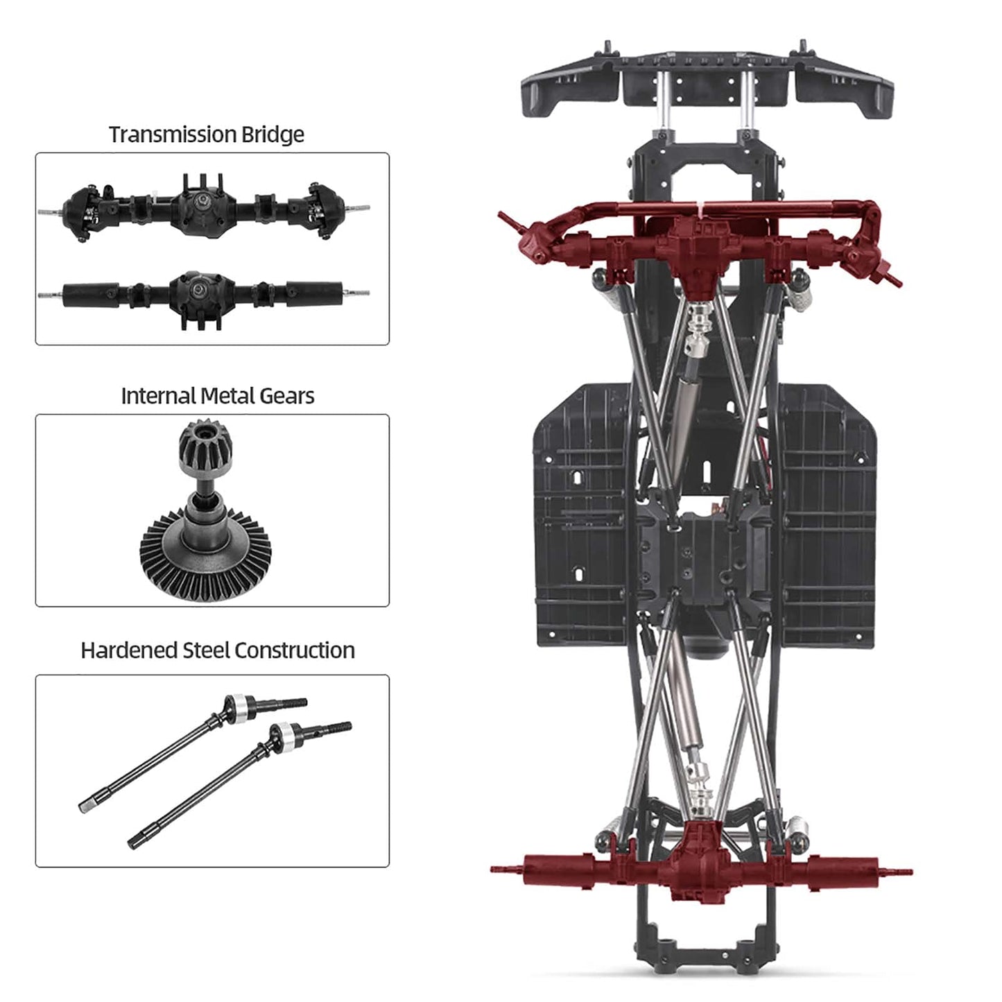 SHUAIGUO 313mm Wheelbase Chassis Frame for 1/10 AXIAL SCX10 II 90046 90047 RC Crawler Climbing Car DIY