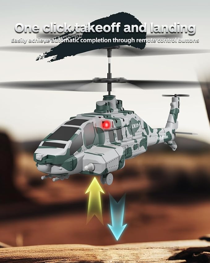 RC Helicopter with 10 Missiles 2.4GHz LM19-F Army Remote Control Helicopter Military Helicopter for Beginners and Adults LED Lights Altitude Hold One-Key Take Off Indoor Friendly