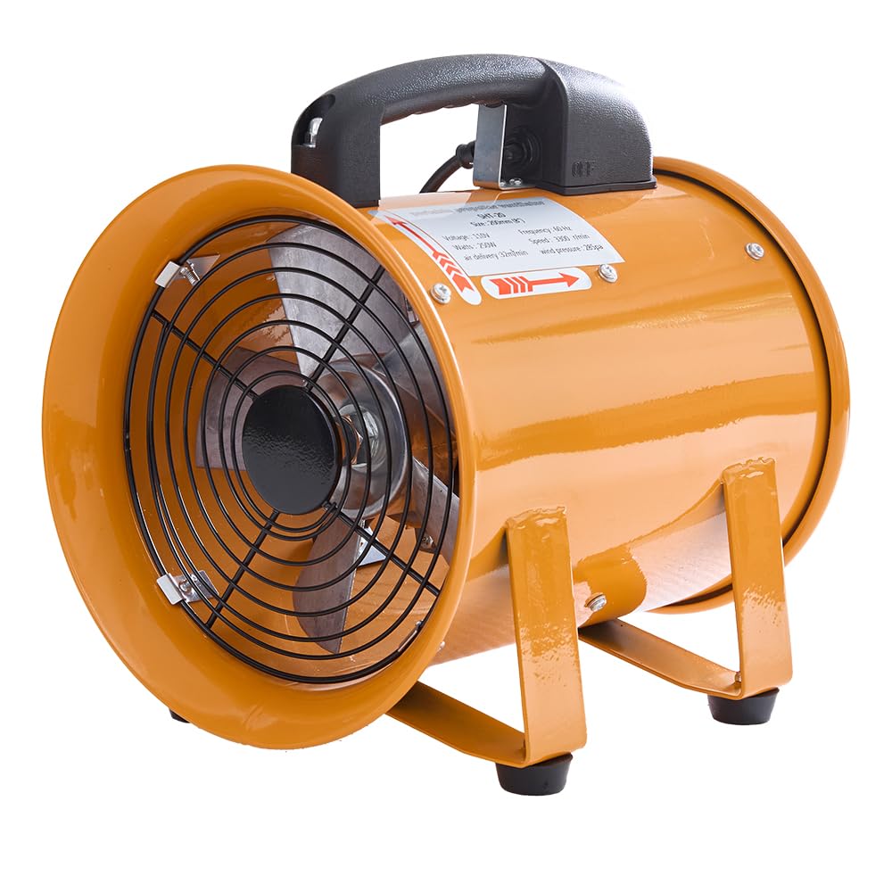 Aglaipty 8-Inch Industrial Portable Air Blower Ventilator, 3300 CFM Heavy-Duty Tube Exhaust Fan, 250W High-Velocity Low-Noise Air Mover for Extraction, Ventilation (8 Inch Blower Fan)