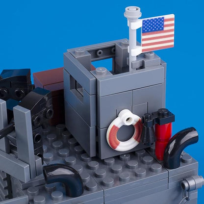 Military Landing Craft Vehicle Personnel Higgins Boat Car Model WW2 World War II Building Block Toys for Kids Aged 6-14 and Adults