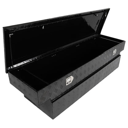 SCITOO 69" Aluminum Diamond Plate Truck Bed Tool Box,Heavy Duty Crossover Storage for Most Full Size Pickups,Lockable Weatherproof Chest,Fits 69"WX20"DX20"H Truck Beds,Easy Access to Load and Unload
