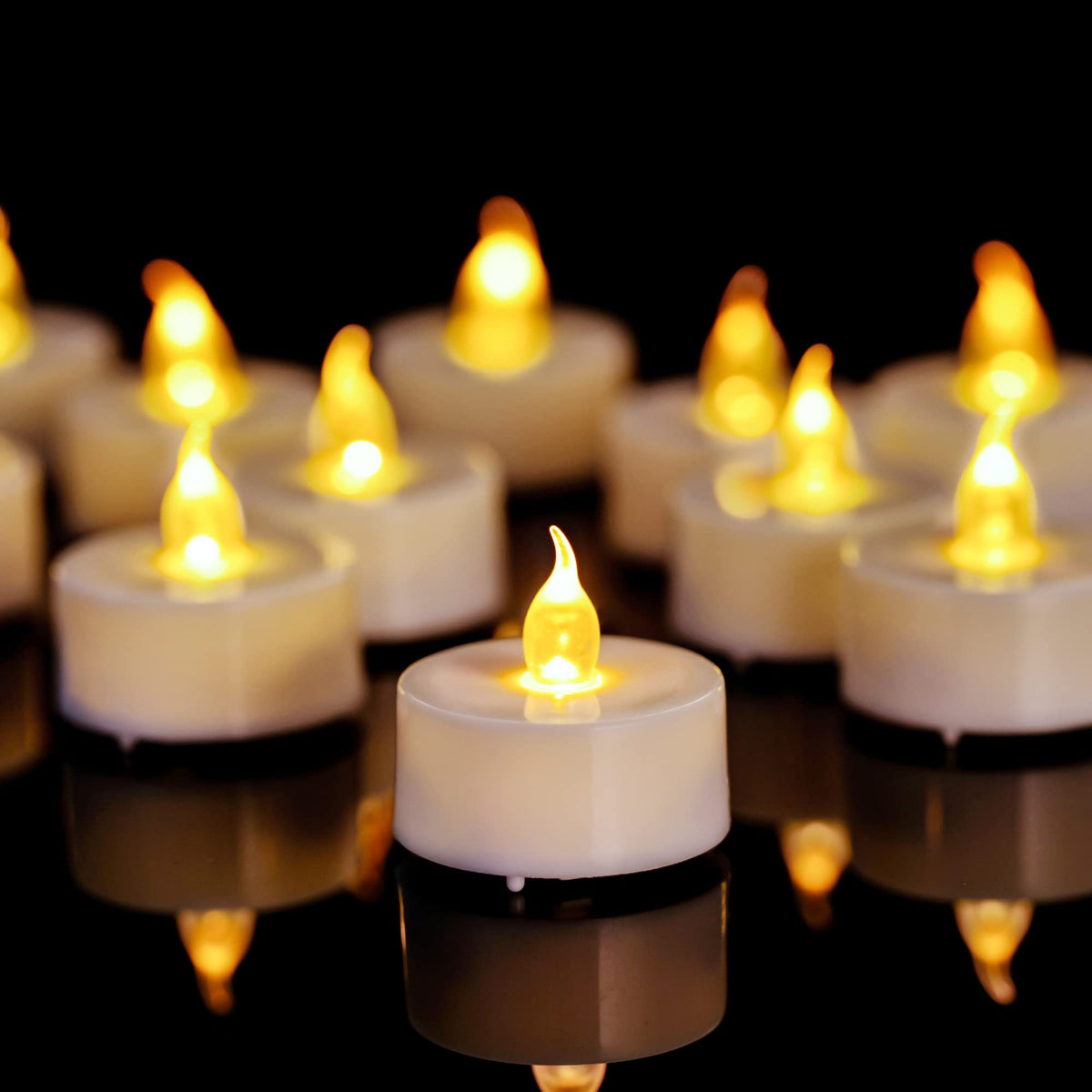 Anziner 24 Pack flameless led Tea Lights Candles, Warm Yellow Last 200 Hours,Flickering tealight Candles,Battery Operated Tea Lights for Home Decoratioin