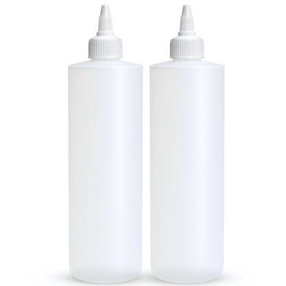 BRIGHTFROM Condiment Squeeze Bottles, 16 OZ Empty Squirt Bottle with Twist Top Cap, Leak Proof - Great for Ketchup, Mustard, Syrup, Sauces, Dressing, Oil, Arts and Crafts, BPA FREE Plastic - 2 PACK