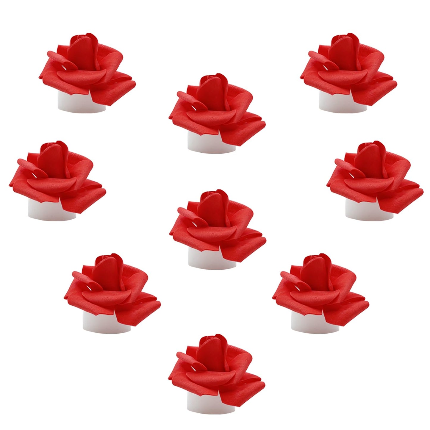 Della Stella 9 Pack Battery Operated Tea Light Candles with Artificial Rose Petals, Romantic Flameless LED Candles for Valentine's Day, Weddings, Proposals, and Christmas Decor