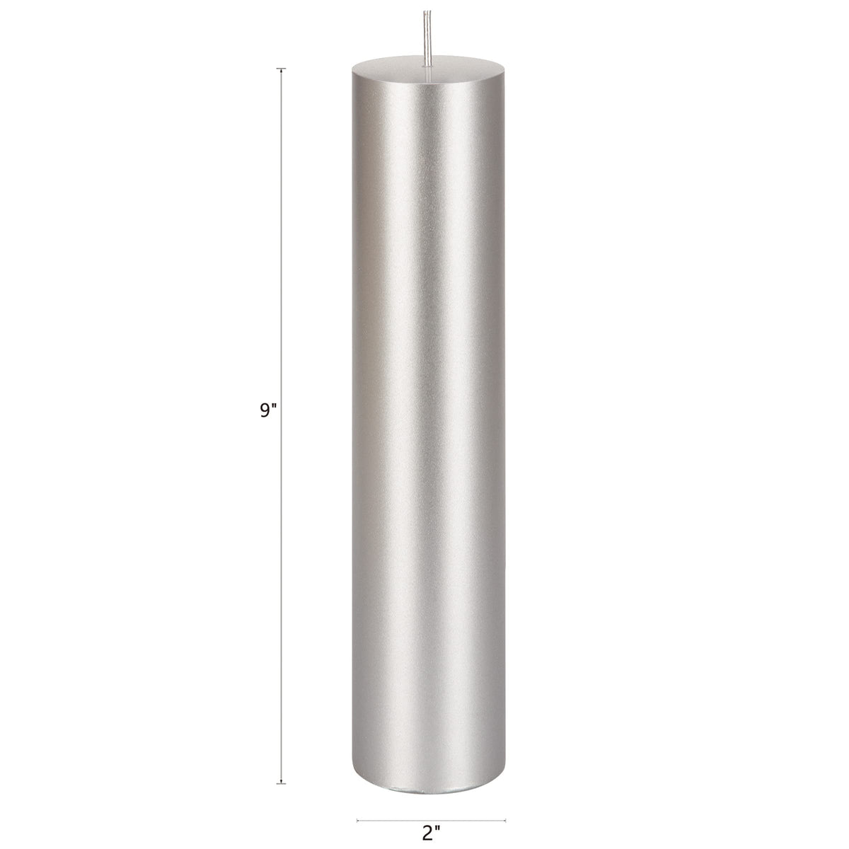 Mega Candles 1 pc Unscented Solid Silver Pillar Candles, Hand Poured Premium Wax Candle 2 Inch x 9 Inch, Home Décor, Spas, Weddings, Occasions, Party, Centerpieces, Holidays, Vigils, Prayers