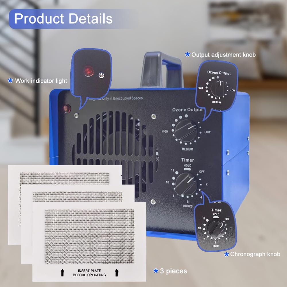 0zone Generator, 3500 Sq/Ft Portable 0zone Machine Ionizer for Commercial, Industrial, Car, Home, Basement