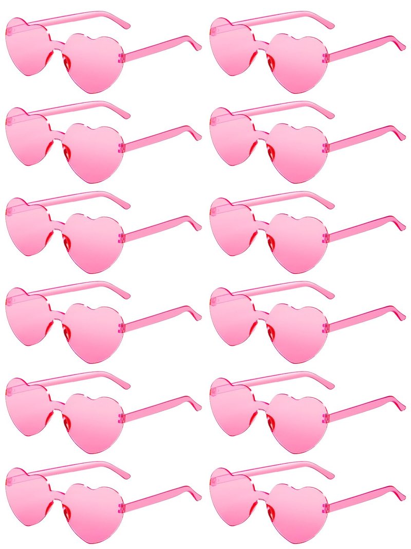AGGKKY 12 Pairs Heart Shaped Sunglasses for Women Colorful Glasses Fun Trendy Transparent Heart Sunglasses Party Favor