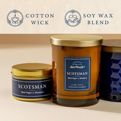 Scent Library Scotsman Scented Candle | Designed by Erin Napier | Soy Wax Blend | Made in The USA by Laurel Mercantile | Long-Lasting 24+ Hour Burn Time (5 oz) | Great Gift for Men and Home