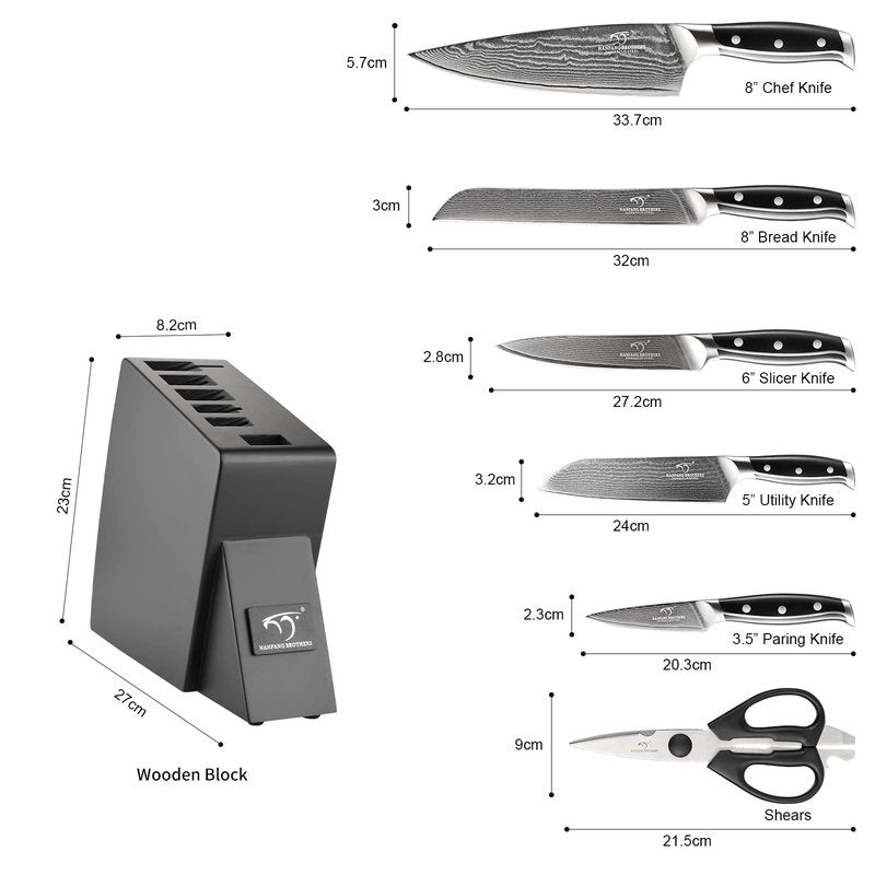 NANFANG BROTHERS Knife Sets for Kitchen with Block, Damascus Kitchen Knife Set with Block, ABS Ergonomic Handle for Chef Knife Set and Kitchen Shear