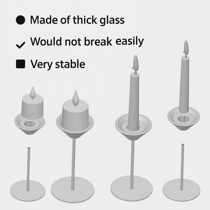 Smytle Amber‑Gold Glass Candlestick Holders with Weighted Black Metal Base, Set of 3 Amber Candle Holders for Both Taper and Tea Light Candles, Boho & Autumn Table Decor, Wedding Centerpiece