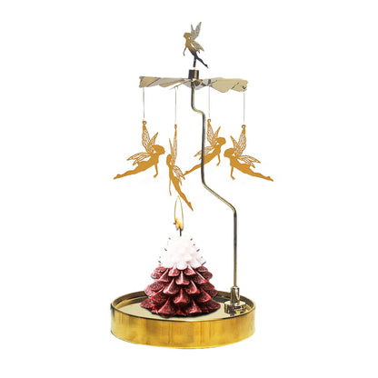PhantomSky Rotating Candle Carousel Metal Tea Light Candle Spinner Holder, Candlestick Holders for Wedding Birthday Valentine's Day Christmas Party Decoration Home Decor Gifts - Golden Fairy