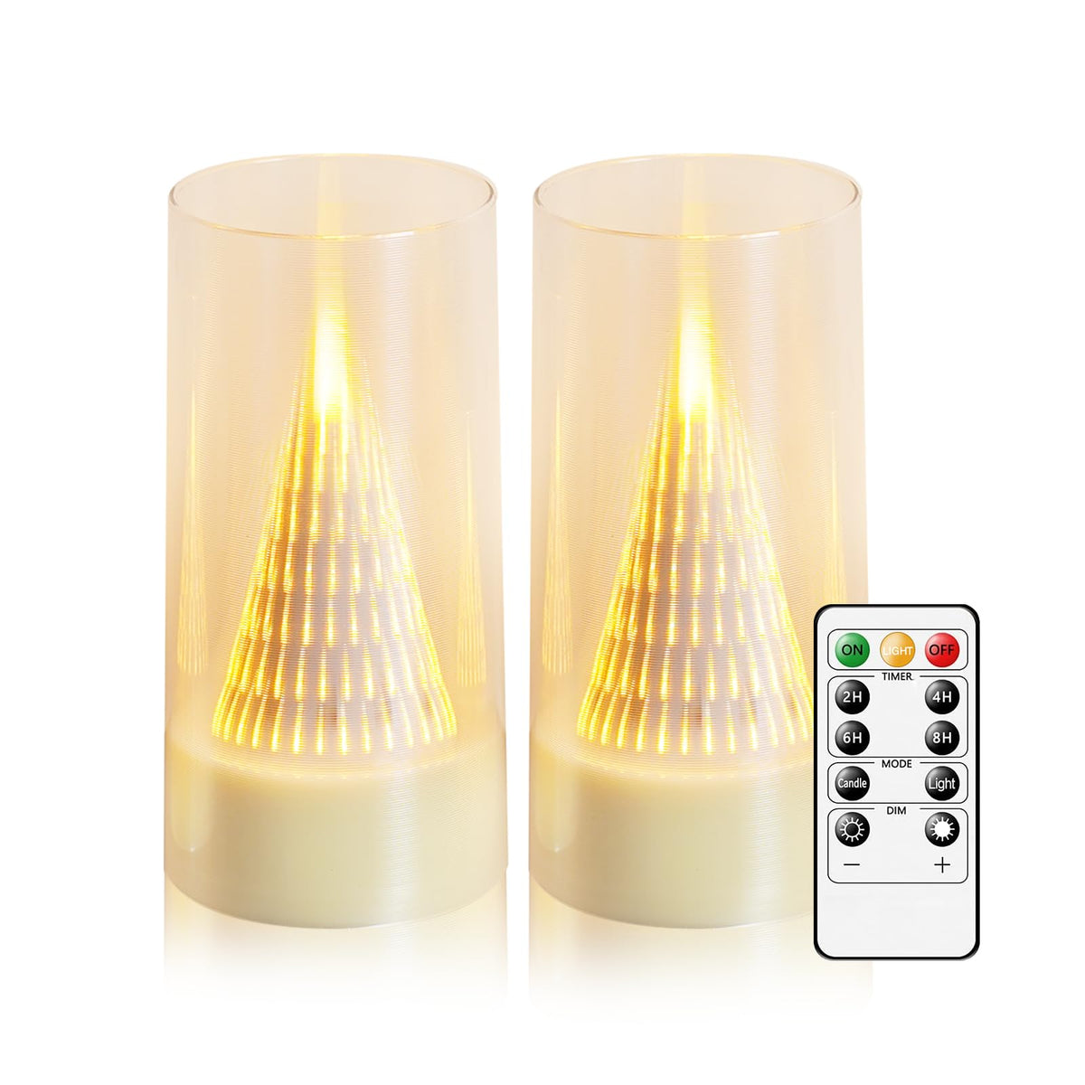 Eebus LED Flameless Candles with Remote - Battery Operated,Fake Candles for Home Décor Tapered Glowing Pillar Candle Lights Add a Warm and Romantic Atmosphere Set of 2 (D 3"×H 6" 6") (Ivory)