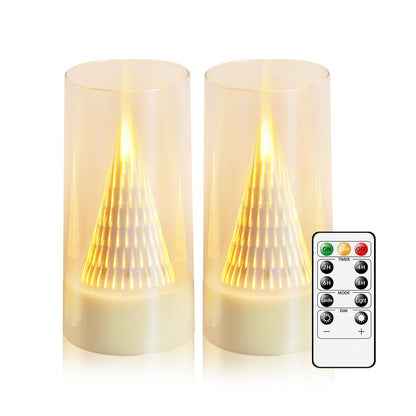 Eebus LED Flameless Candles with Remote - Battery Operated,Fake Candles for Home Décor Tapered Glowing Pillar Candle Lights Add a Warm and Romantic Atmosphere Set of 2 (D 3"×H 6" 6") (Ivory)