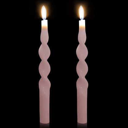 10 Inch Taper Candles Twisted Candlesticks Unscented Handmade 2 Pack Smokeless Taper Candles Dinner Table Candles for Wedding Yoga Celebration(Peach Pink)