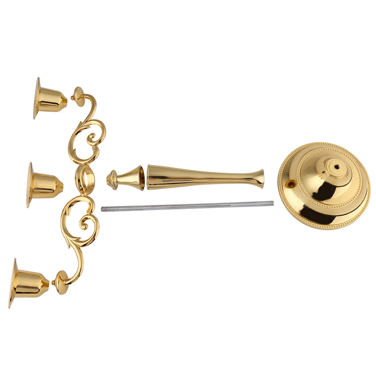 Sonew Premium 3 Arms Metal Candle Holder European Candelabra for Weddings & Home Decor (Gold)
