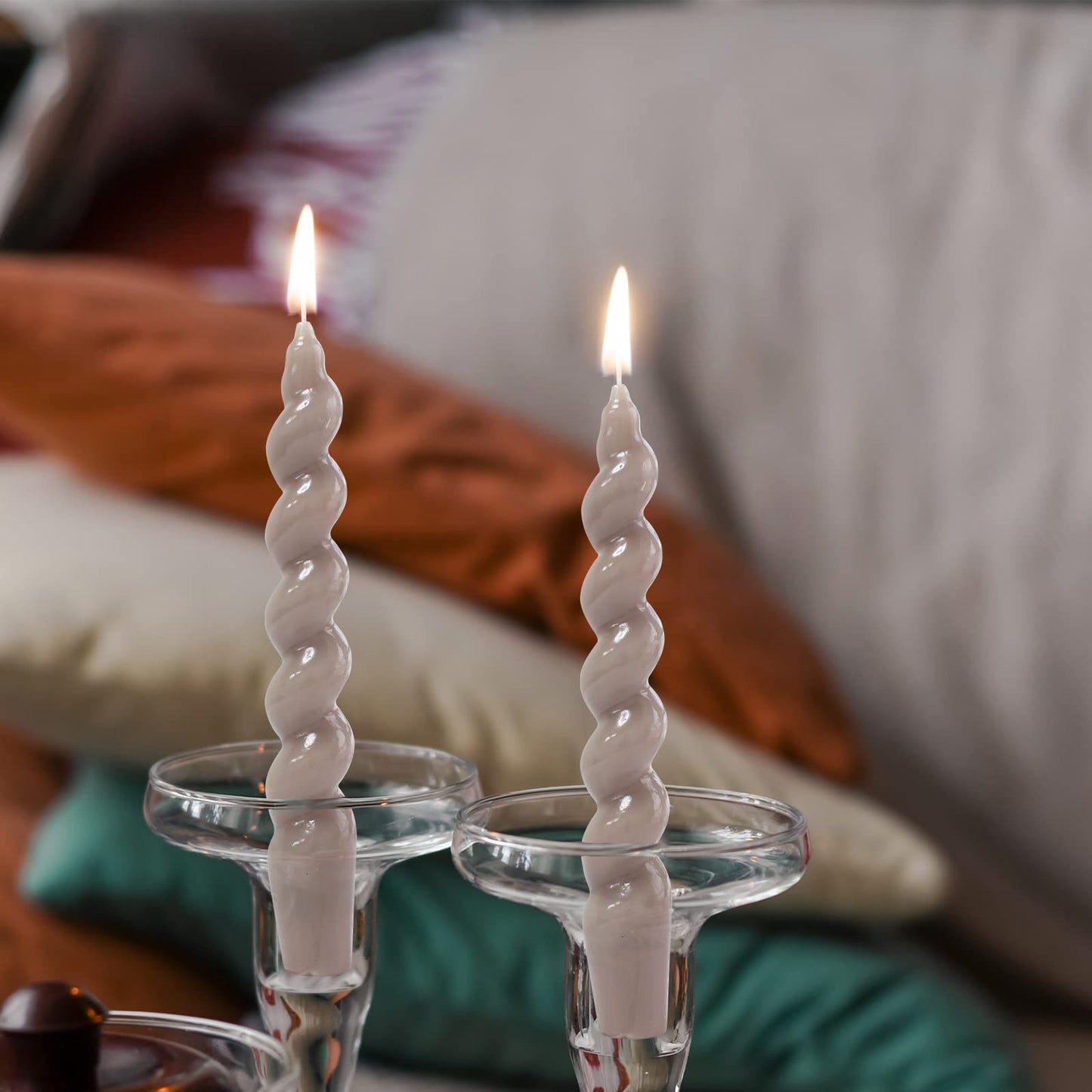 Brown Spiral Taper Candles Twisted Candles H 7.5inch Candles Stick Unscented Dinner Candle Dripless for Home Decor, Relaxation & All Occasions(Brown)