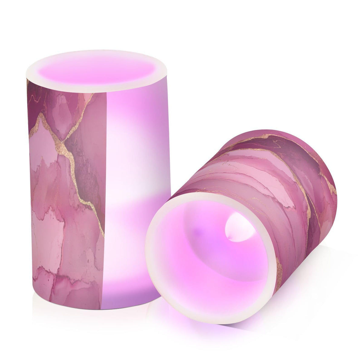Zathe Flameless Pillar Candles Batteries Led Flameless Candles for Fireplace Marble Blush Burgundy