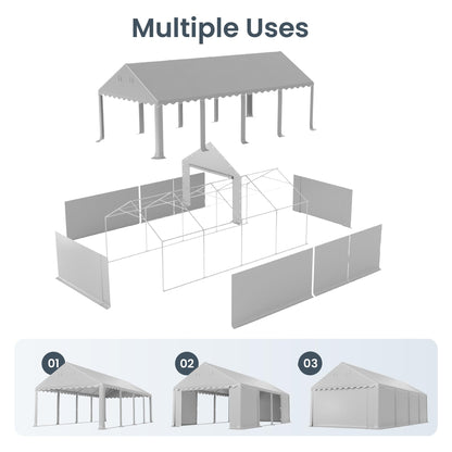 PHI VILLA Portable Garage,13x26 ft Storage Tent Outside Commercial Sheds Carport Party Tents Shelter, Heavy Duty Event Canopy Shelters Waterproof UV Resistant with Rollup Zipper Doors