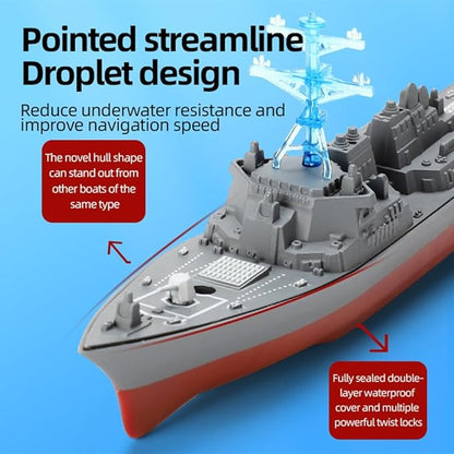 Remote Control Warship RC Military Battleship 2.4GHz Remote Control Boat for Lakes and Rivers RC Armed Arleigh Burke Class Destroyer Model with Low Battery Reminder for Adults