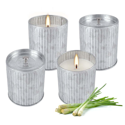 4Packs Citronella Candles Outdoor Indoor,Natural Soy Wax Scented Candles,Long Lasting Burning for Home Gardon Patio Balcony,Summer Gift,Silver 4oz