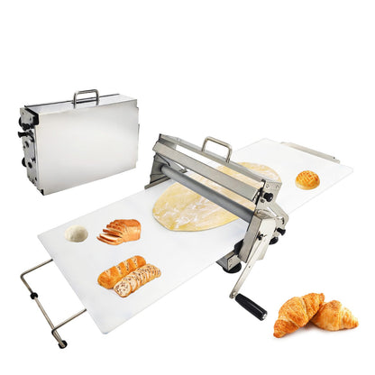 Meiclics 40.9''x15.5" Folding Dough Sheeter with Sheeter Board 0–25 mm Portable Manual Dough Roller Machine Stainless Steel Sheeter Thickness Adjustable for Pizza Dough, Puff Pastry Dough