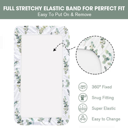 Little Grape Land Crib Sheets - Super Soft 2-Pack Fitted Sheets for Standard Cribs | Leaves & Green Design