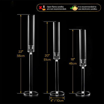 2/4PCS Candle Holder - Candelabra, 3/5 Arms Clear Candelabra Centerpieces for Wedding, Acrylic Candle Holder, Taper Candlesticks Candle Holders, with Acrylic Shade(3 Arm)