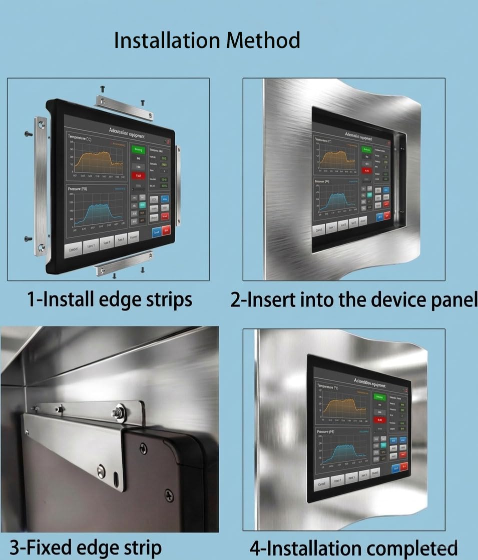 RIUIIN 21.5 Inch 10 Points Touch Front IK09/IP65, Open Frame Touch Monitor,Multi-Touch Industrial Display,920x1080,VESA+Panel Mount, for Kiosk, Automation, POS，Vending, 7x24h Work