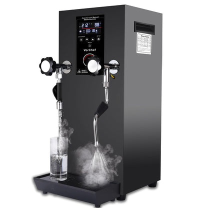 LesNau Commercial Milk Frother, Automatic Steam Boiling Water Machine 110V 2500W Electric Steam Milk Frothing Machine Espresso Coffee Milk Foam Machine Steamer with LED Display for Coffee Tea Shop