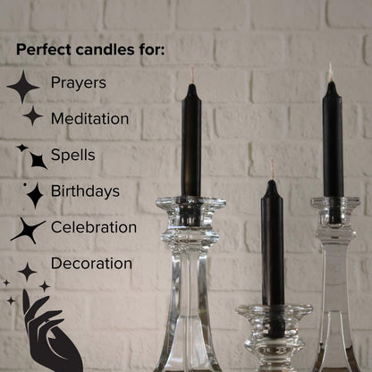 Simply Soson 5 inch Ritual Taper Candles Bulk, Mini Taper Candles - 24 Black Chime Spell Candles - Small Taper Candle Stick, Use as Witchcraft Supplies, Altar Unscented Prayer Candle