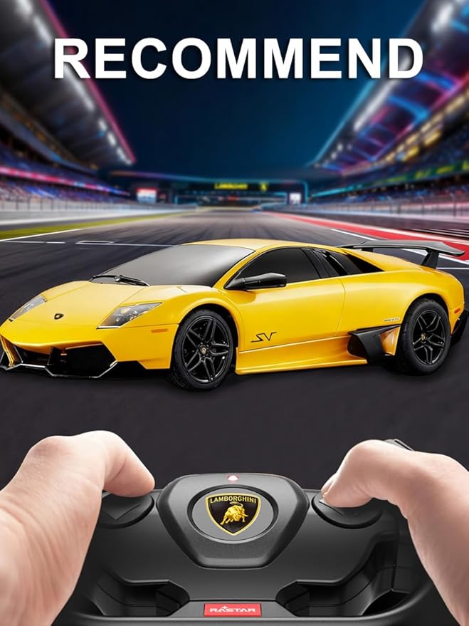 RASTAR 39000 1/24 Lamborghini RC Car - Ideal Gifts for Play &amp Display - Officially Licensed Toy Car Model with Remote Controller for Kids Teens &amp Adults - Yellow