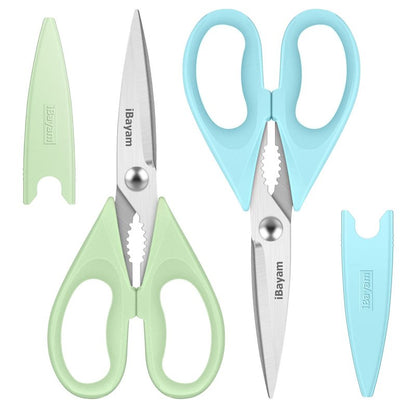 Kitchen Shears, iBayam Kitchen Scissors All Purpose Heavy Duty Meat Scissors Poultry Shears, Dishwasher Safe Food Cooking Scissor Stainless Steel Utility Scissor, 2-Pack, Light Blue, Pistachio