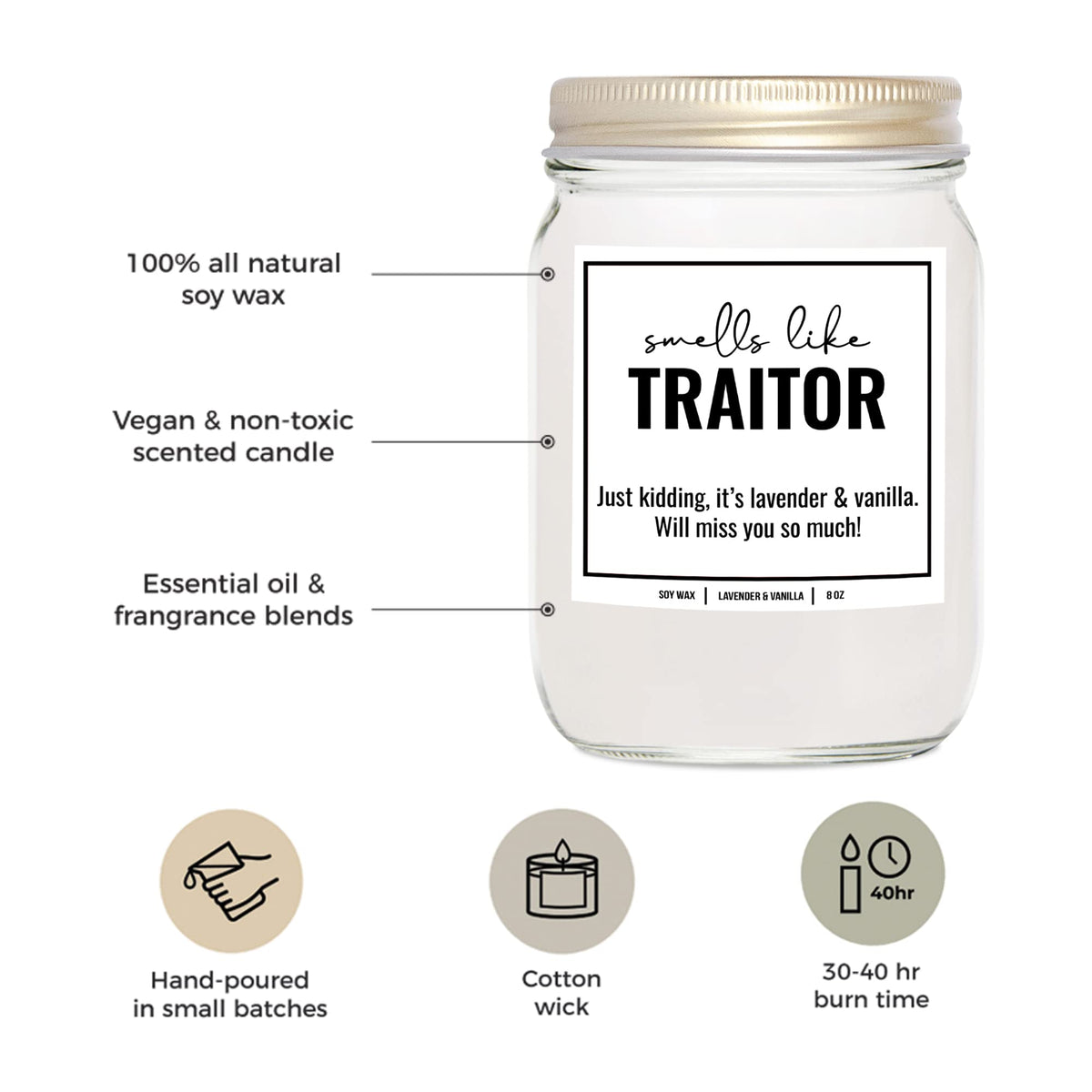 You Nique Designs New Job Candle for Women, 9 Ounces, Going Away Gifts for Coworker, Coworker Leaving Candle for Women, Farewell, Goodbye, All Natural Soy Aromatherapy Candles (Lavender & Vanilla)