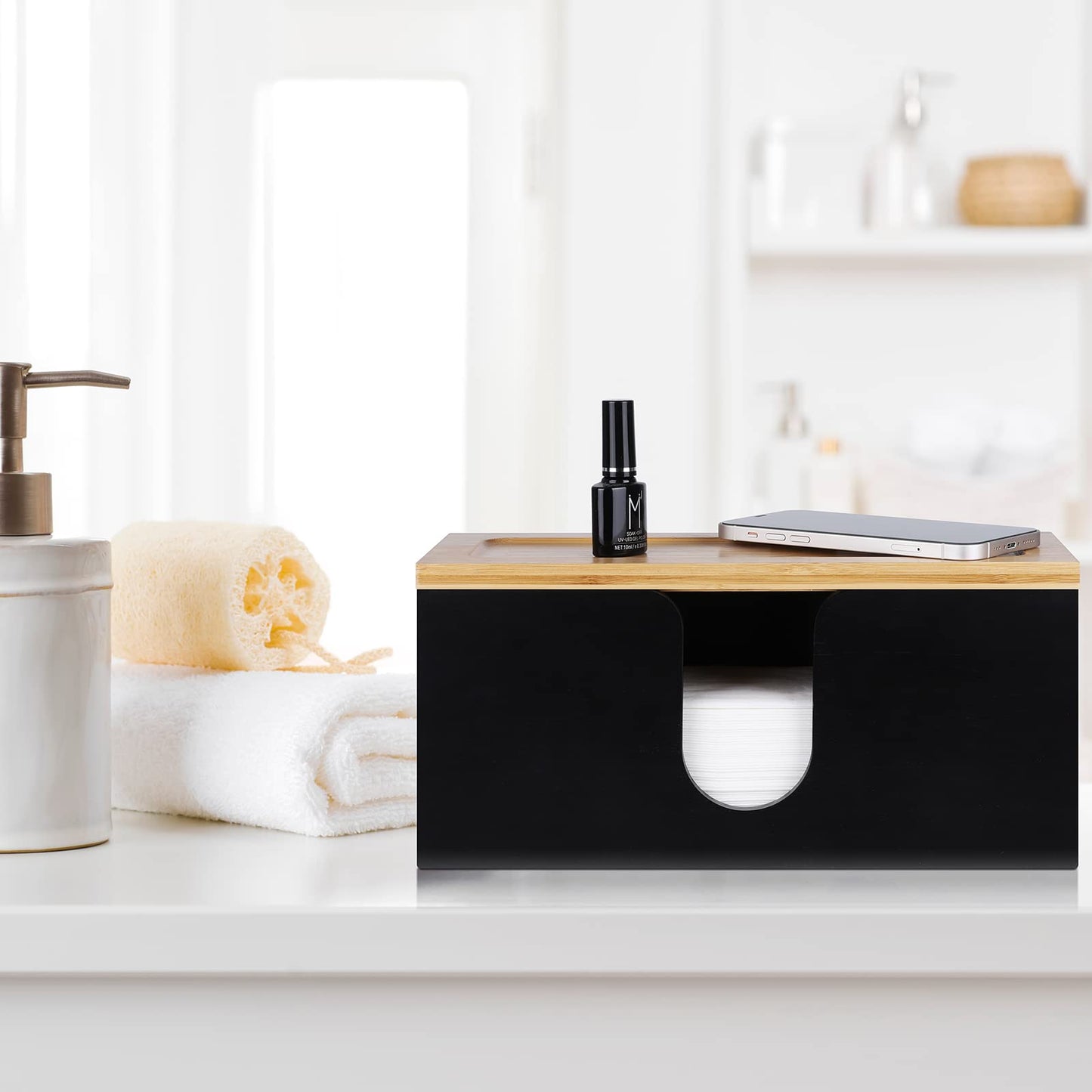TURSTIN Wood Paper Towel Dispenser Folded Paper Towel Holder with Lid for Countertop and Wall Mounted, Wall Mount Napkin Holders for Home. Bathroom, Kitchen, White
