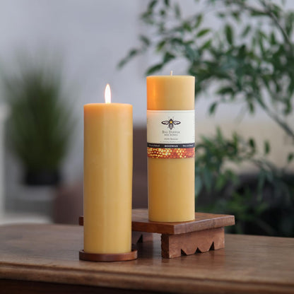Big Dipper Wax Works 100% Pure Beeswax Pillar Candle, Extra Large 3" x 9", 110 Hour Burn, Handcrafted Honey Aroma, Clean Soot-Free, Eco-Friendly Cotton Wick for Home Décor, Weddings & Meditation