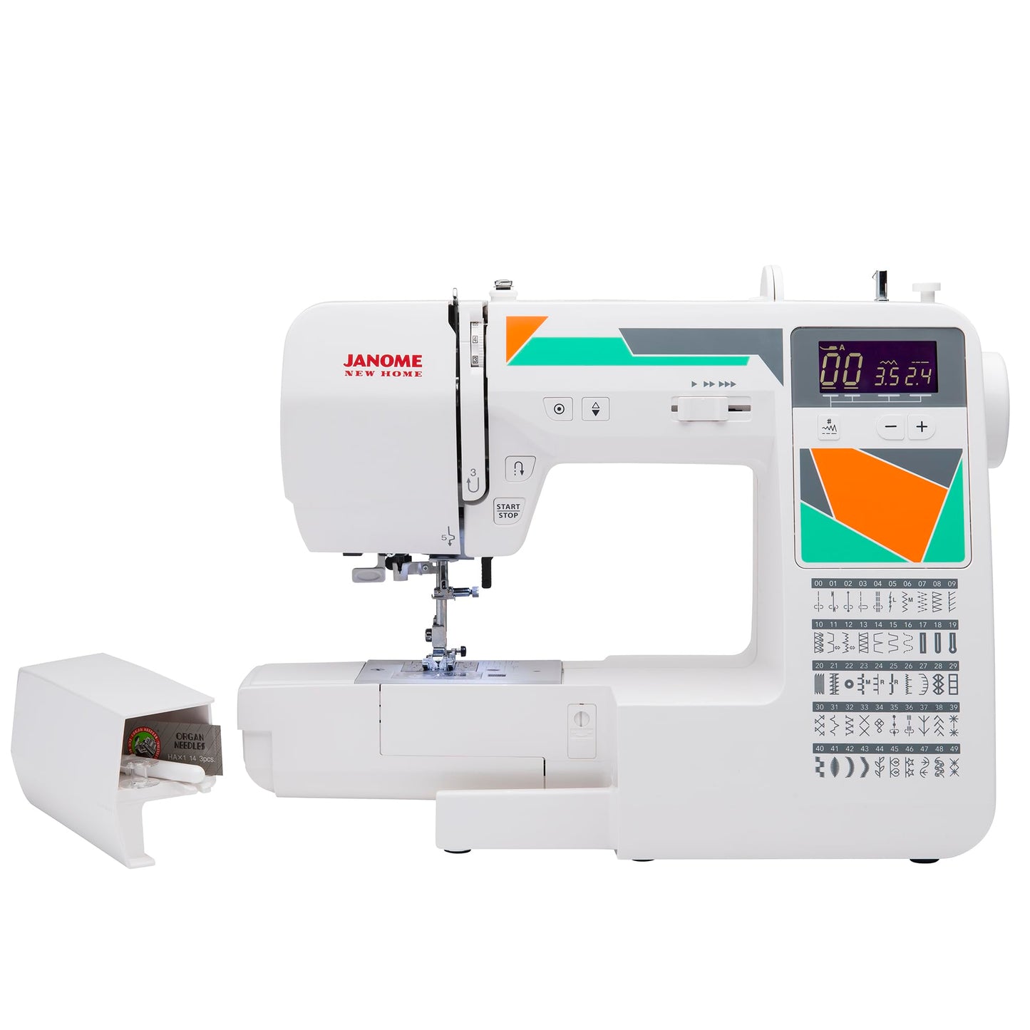Janome MOD-50 Computerized Sewing Machine with 50 Built-In Stitches, 3 One-Step Buttonholes, Drop Feed and Accessories